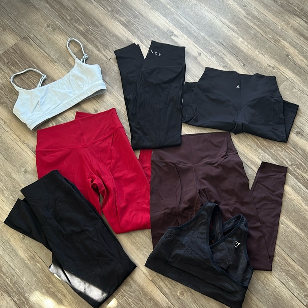 Balance Athletica Bundle Leggings, Biker Shorts, Sports Bra, Gymshark Bra Bundle